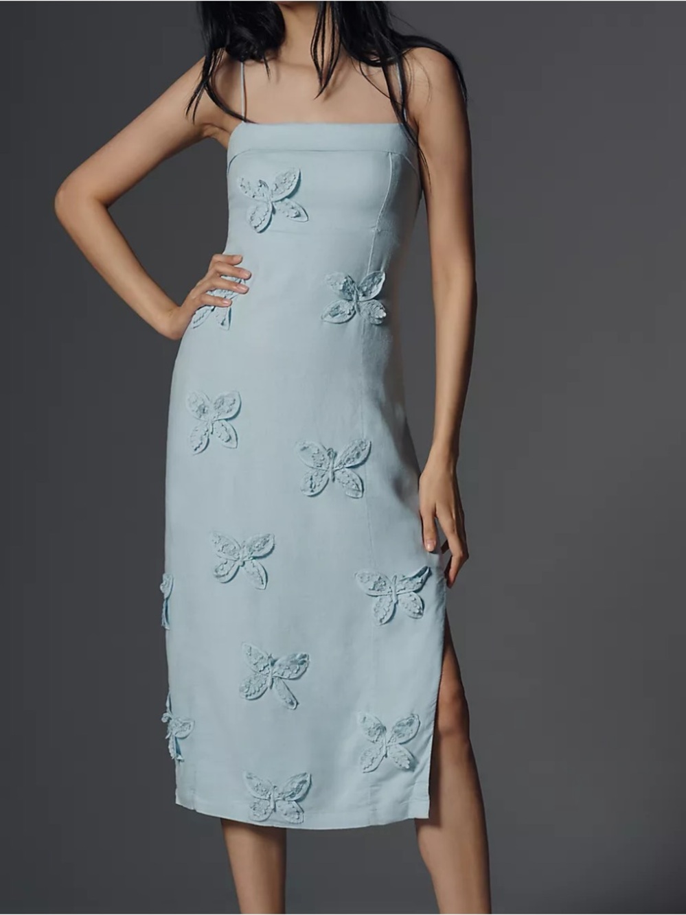 Anthropologie Linen Blend Midi Dress